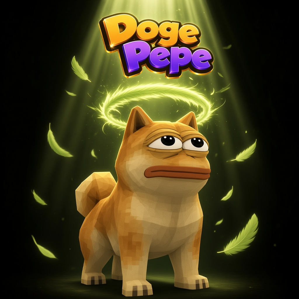 Doge Pepe holds a heart of Robinhood feathers.