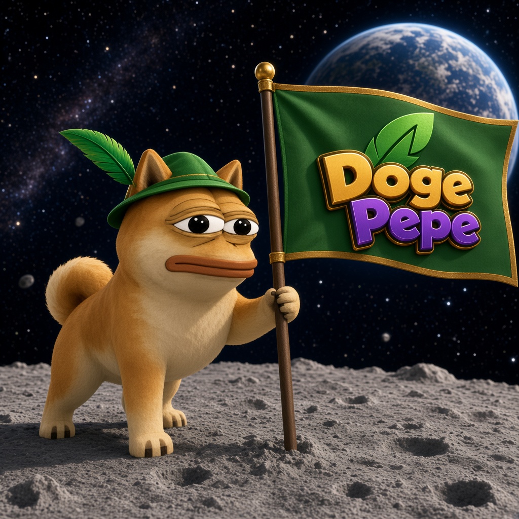 Doge Pepe plants a flag on the moon