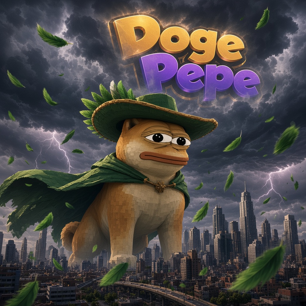 A giant Doge Pepe storm rolls over the city