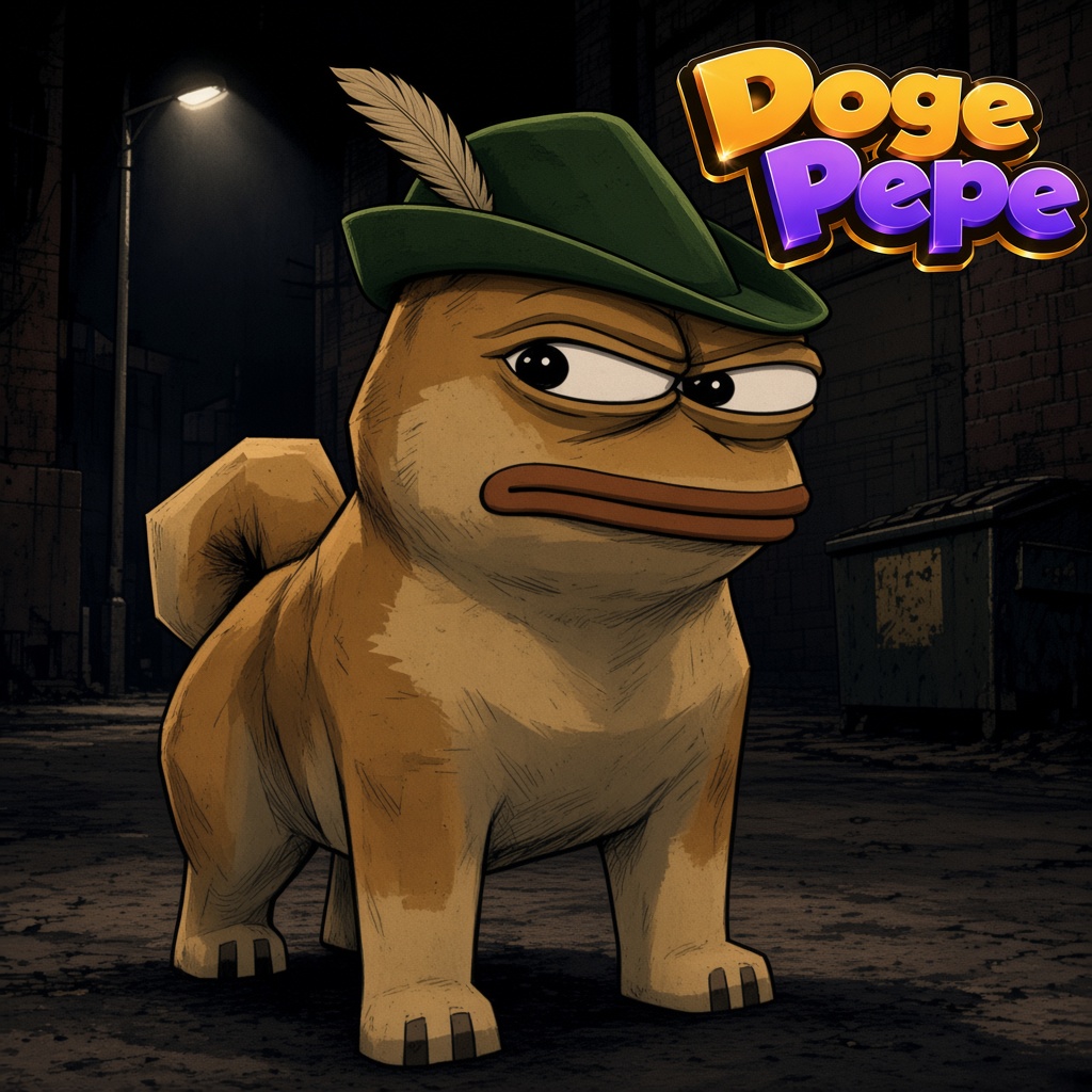 Doge Pepe giving a suspicious sideways glance
