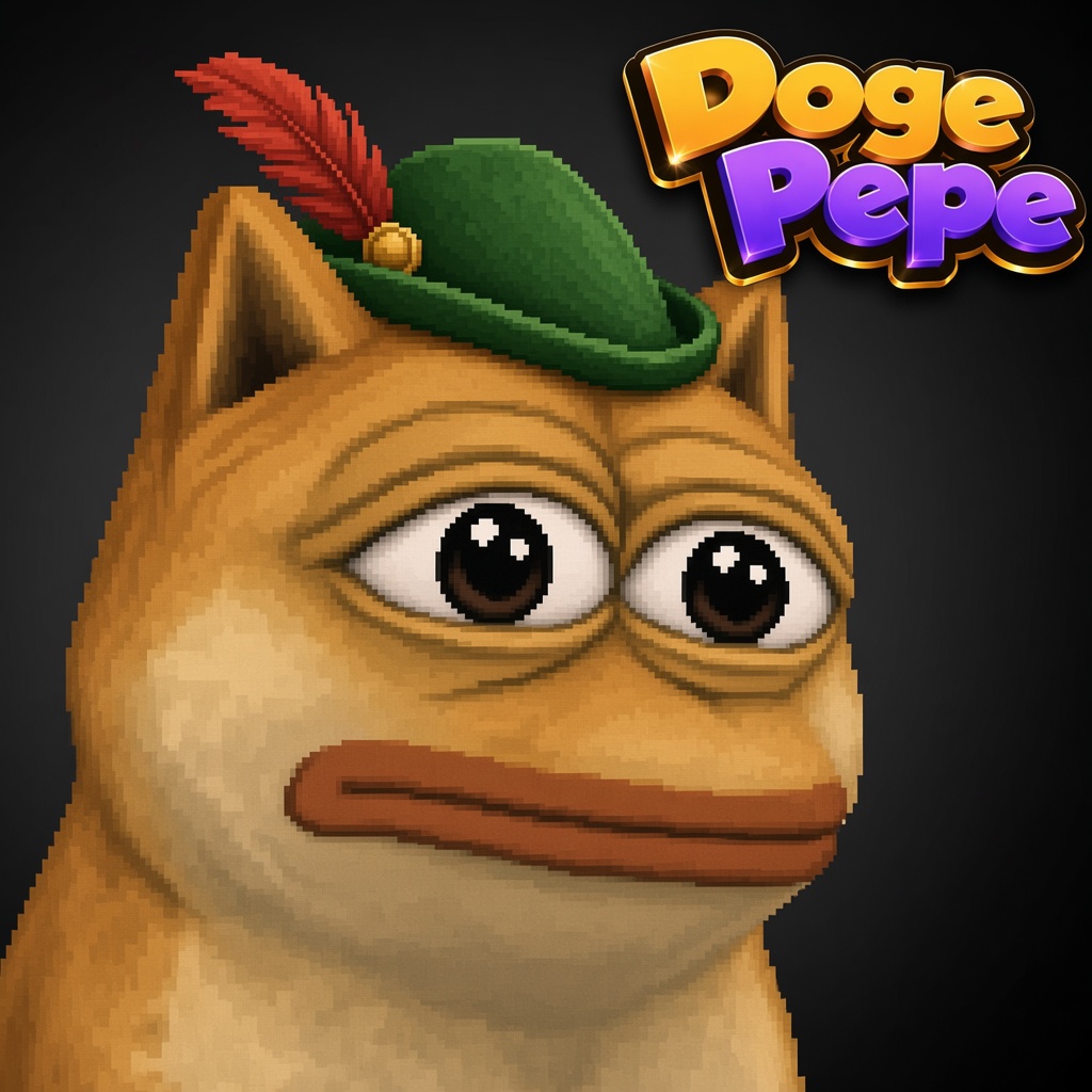 Doge Pepe looking up with big pleading eyes